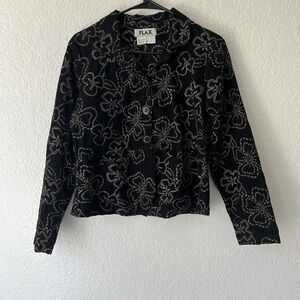 Flax Cotton Corduroy Jacket Shacket Blazer Pockets Embroidered Y2K Whimsigoth